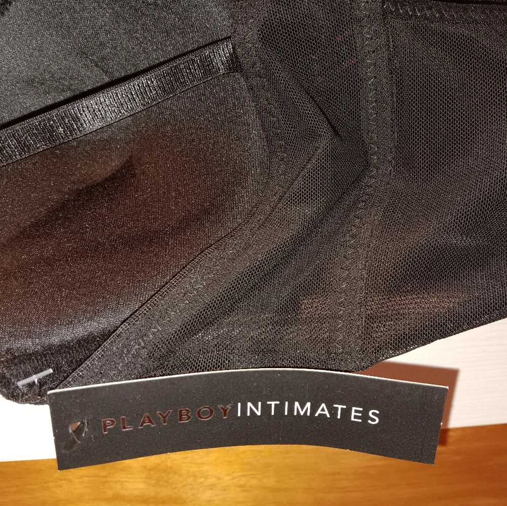 Playboy Black Lace and Fuschia Trimming Sexy Bodysuit - Picture 6 of 7